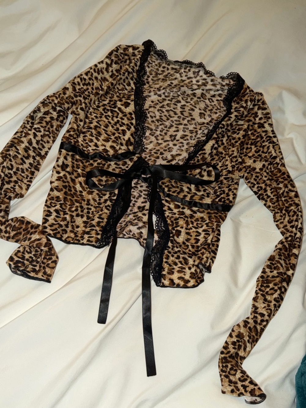 SHEIN Leopard Print Tie-Front Crop Top in Brown and Black